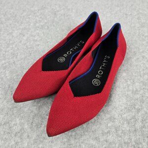 Rothys The Point Flats Womens Size 7 Red Slip On Shoes Pointed Toe Casual